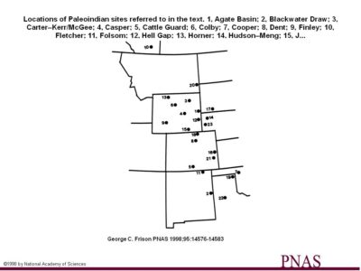 Locations of Paleoindian sites 